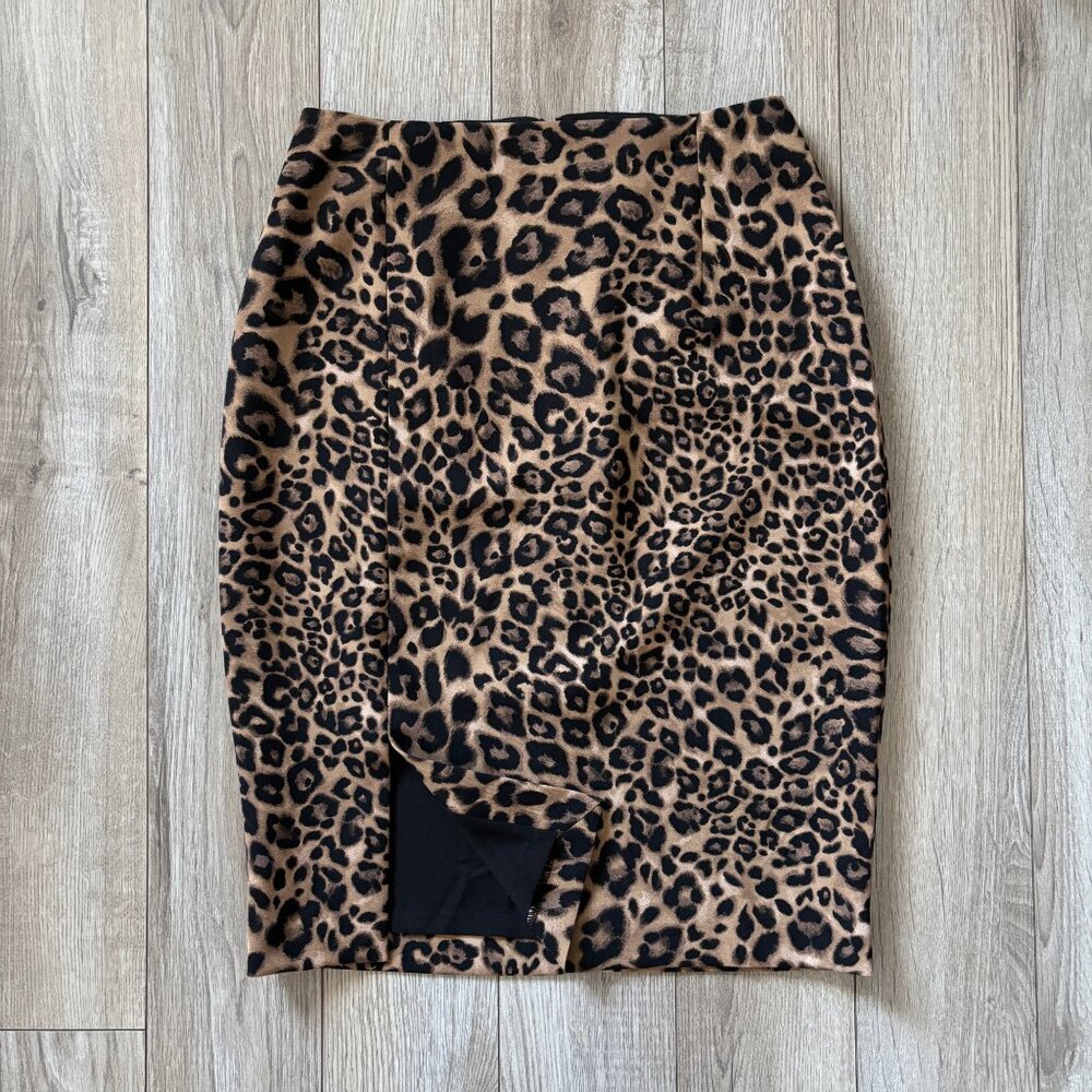 NWT White House Black Market Leopard Pencil Skirt Womens Size 0 Animal Print 90s - Picture 8 of 16